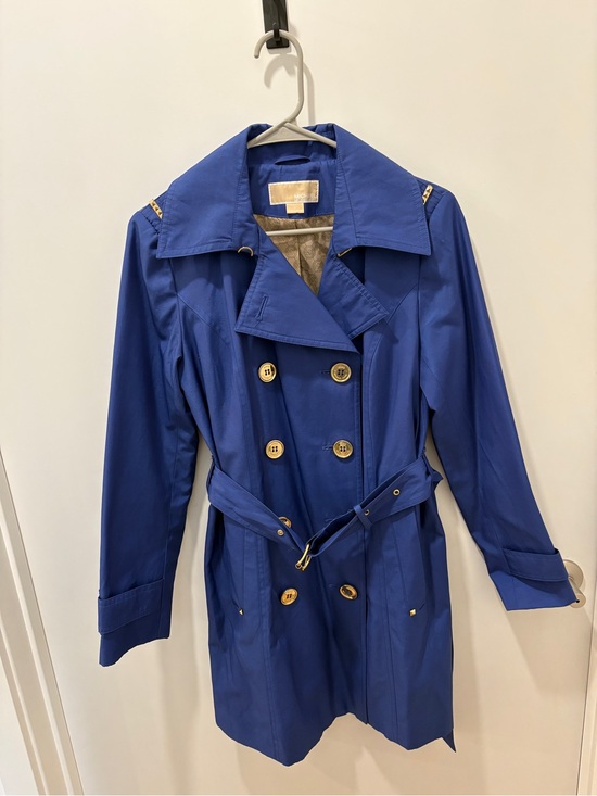 Michael Kors Jackets & Blazers - Michael Kors Blue Double-Breasted Women's Trench Coat with Belt